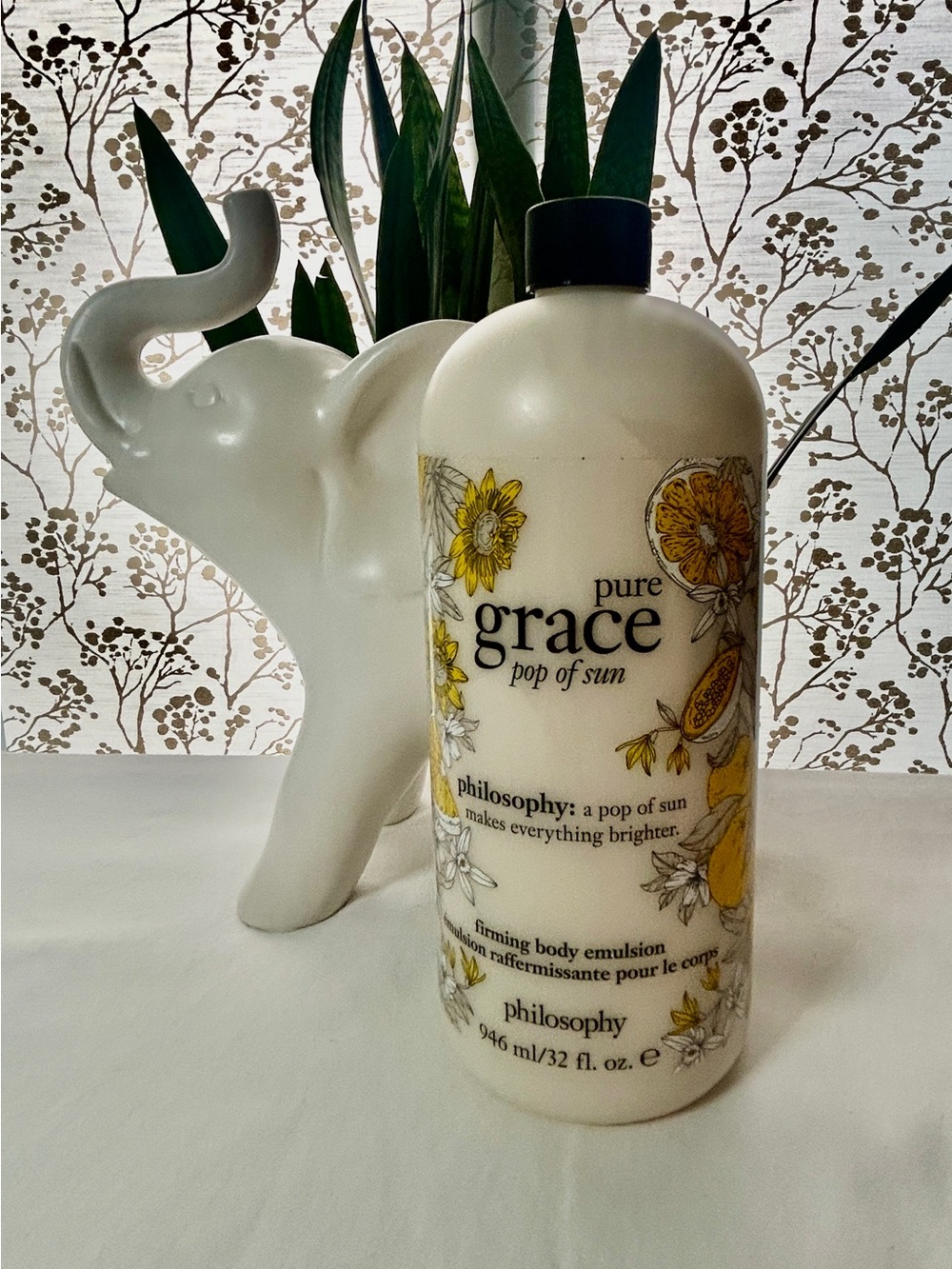 NIB Philosophy Pure Grace Pop of Sun Firming Body Emulsion 32 oz Jumbo